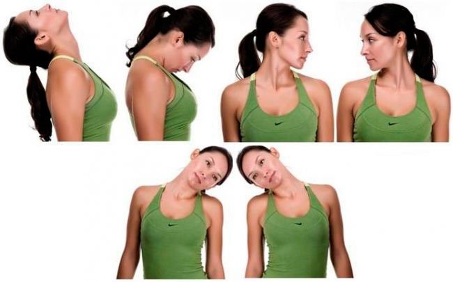 Упражнение для шеи: наклоны вправо-влево и вперед-назад